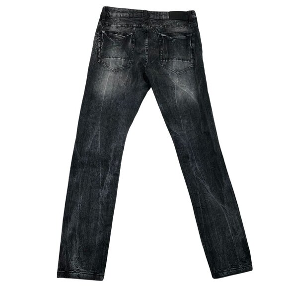 Southpole Mens Jeans Size 32x31 Measured Distressed Straight Biker Black Denim - Picture 2 of 15